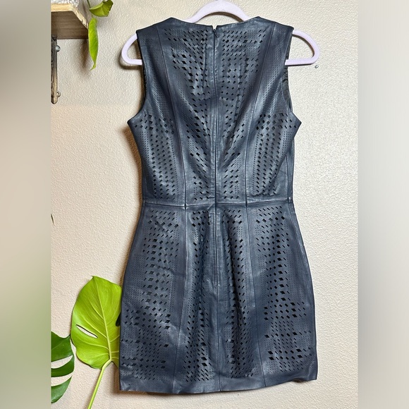 SOLD - Parker Genuine leather navy mini dress Size S - Picture 4 of 4